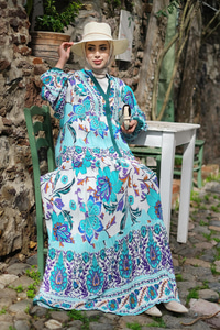 Katleya Desen Elbise  Yeşil