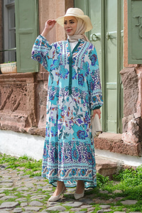 Katleya Desen Elbise  Yeşil