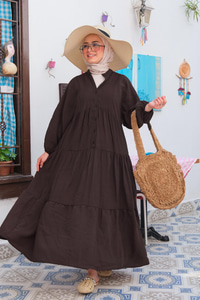 Katleya Model Elbise Acı Kahve