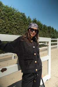 Kaüpşonlu Kısa Triko Ceket Siyah