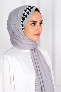 Uygun Fiyatlı KAZ AYAGI DESENLI SAL GRI | Loccomoda.com 