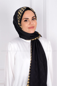 Uygun Fiyatlı KAZ AYAGI DESENLI SAL SIYAH | Loccomoda.com 