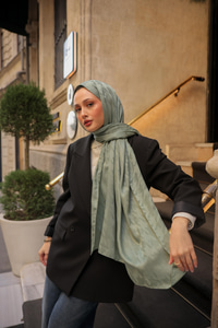 Kaz Ayağı Şal Su Yeşil