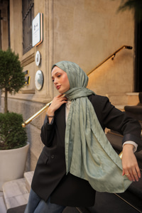 Kaz Ayağı Şal Su Yeşil