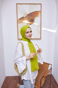 Kazayağı Desen Şal Yağ Yeşil