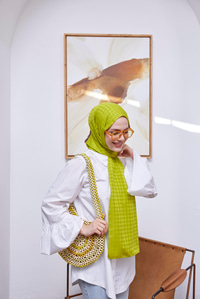 Kazayağı Desen Şal Yağ Yeşil