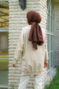 Kelebek Zincir Detaylı Tunik Krem