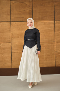 Kemer Bağlamalı Etekli Kot Takım Lacivert