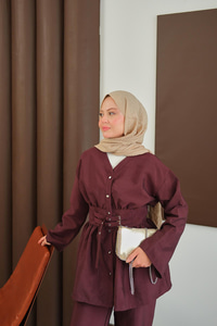 Kemer Detay İkili Takım Bordo