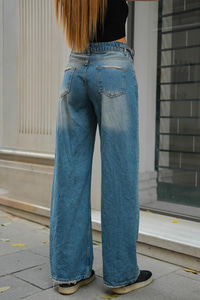 Kemer Detay Kot Pantolon Buz Mavi