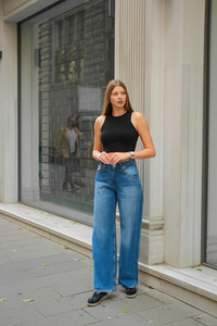 Kemer Detay Kot Pantolon Mavi