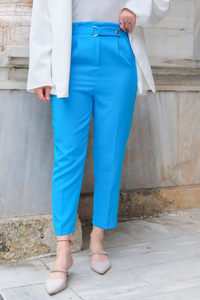 KEMER DETAY KUMAS PANTOLON Açık Mavi