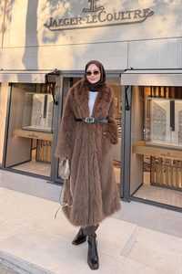 Kemer Detay Kürk Kaban Kahverengi