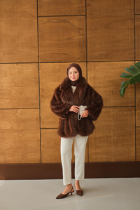 Kemer Detay Kürk Kaban Kahverengi