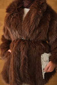 Kemer Detay Kürk Kaban Kahverengi