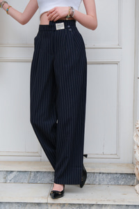 Kemer Detay Palazzo Pantolon Lacivert