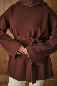 Kemer Detay Peluş Kazak Kahverengi