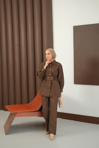 Kemer Detay Takım Kahverengi