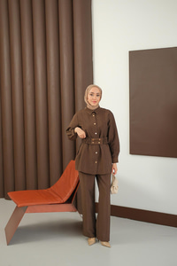 Kemer Detay Takım Kahverengi