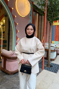 Kemer Detay Tunik Krem