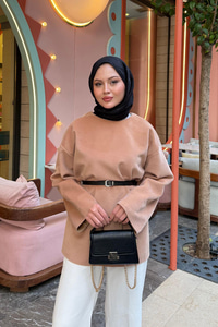 Kemer Detay Tunik Vizon