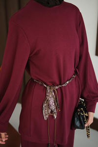 Kemeri Desenli Takım Bordo