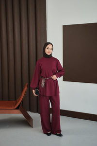 Kemeri Desenli Takım Bordo