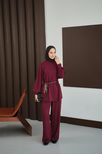 Kemeri Desenli Takım Bordo