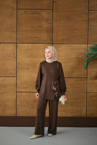 Kemeri Desenli Takım Kahverengi