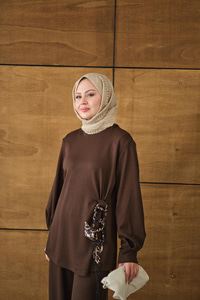 Kemeri Desenli Takım Kahverengi