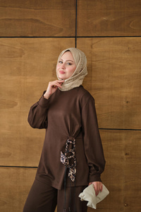 Kemeri Desenli Takım Kahverengi