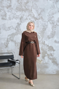 Kemerli Elbise Kahverengi