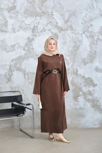 Kemerli Elbise Kahverengi