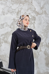 Kemerli Elbise Lacivert