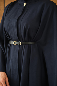 Kemerli Gabardin Ceket Lacivert