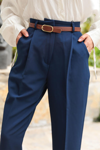 Kemerli Gizli Fermuarlı Pantolon Lacivert