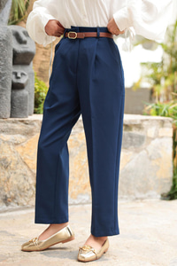 Kemerli Gizli Fermuarlı Pantolon Lacivert