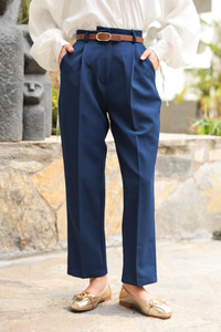 Kemerli Gizli Fermuarlı Pantolon Lacivert