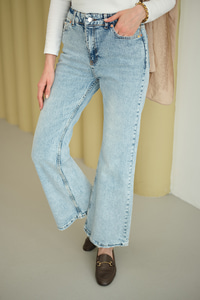 Kemerli Kot Pantolon Buz Mavi