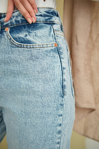 Kemerli Kot Pantolon Buz Mavi