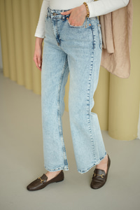 Kemerli Kot Pantolon Buz Mavi