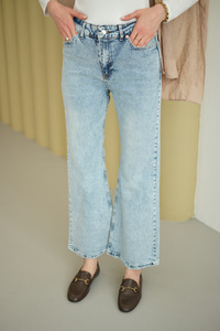 Kemerli Kot Pantolon Buz Mavi