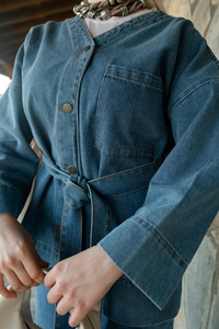 Kemerli Kot Takım Açık Mavi