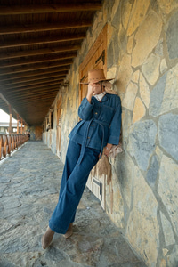 Kemerli Kot Takım Koyu Mavi