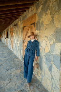 Kemerli Kot Takım Koyu Mavi