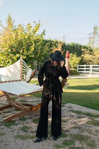 Kemerli Kot Takım Siyah