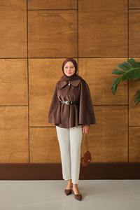 Kemerli Peluş Hırka Kahverengi