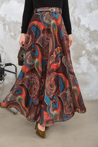 Kemerli Şifon Etek Kahverengi