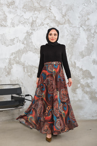 Kemerli Şifon Etek Kahverengi