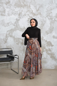 Kemerli Şifon Etek Yağ Yeşil